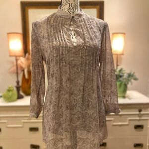 **CLEARANCE** Banana Republic Size Small, Beige-brown and cream sheer blouse